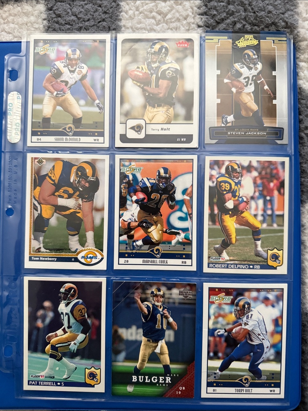 Los Angeles/St. Louis Rams Football Card Collection - Blue/Gold